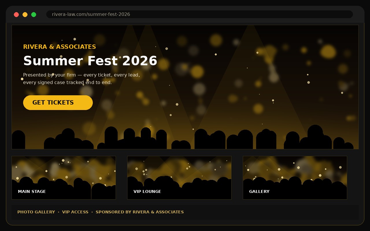 White-label event website for a sponsored event